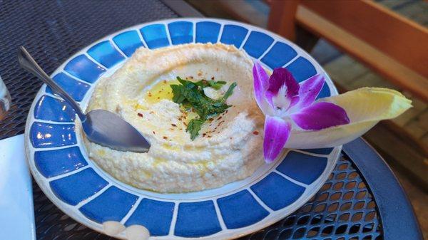 Hummus. Delicious and the presentation is great too.