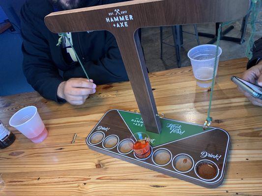 Fun game to play on one do the tables. Select the type of shot drink you'd like to use.