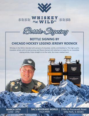 Meet hockey great, Jeremy Roenick! Signing his Whiskey in the Wild