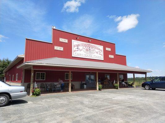 The outside of the restaurant and store.