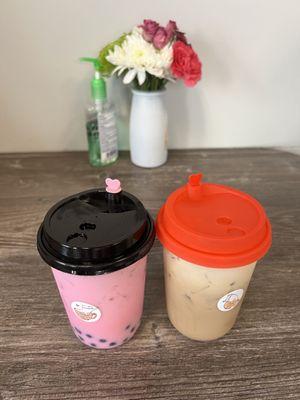 Sakura (Rose) Milk Tea and Thaiwanese Coffee