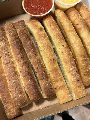 First set of breadsticks is completely overdone