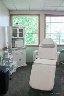 Facial and waxing room. We customize skincare with Bioelements products to meet your specific needs!