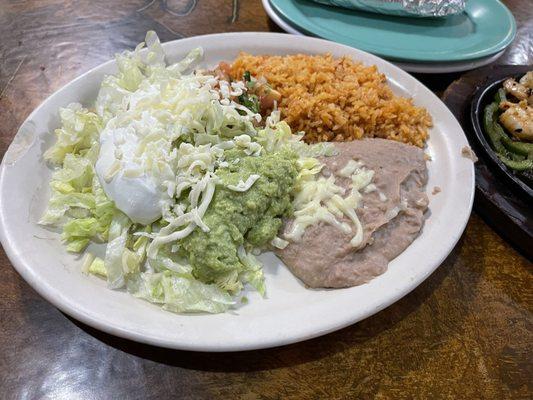 Sides served with my shrimp fajitas