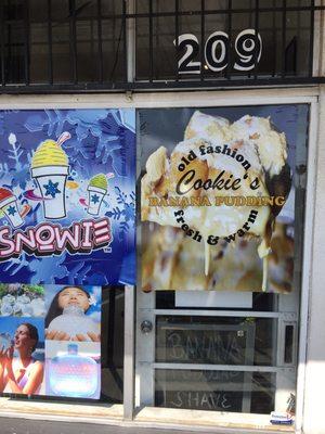 Cookies banana pudding, shave ice, and natural alkaline water sold here, 209 n Central ave. Cpt ca