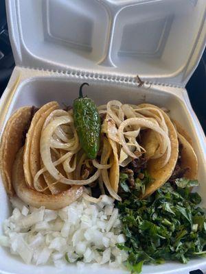 Bistek and barbacoa tacos