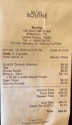 Food receipt