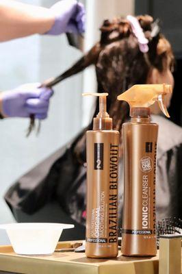 Brazilian Blowout Smoothing Treatment available at both Freshair Salon locations.