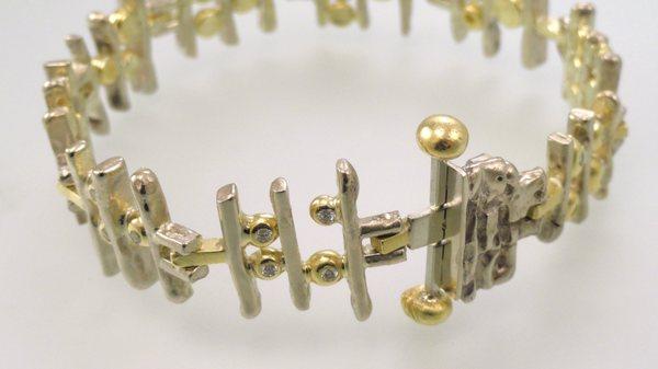 18k yellow and white with diamonds, one of a kind bracelet