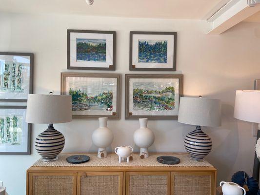 Beautiful lamps, vases and art