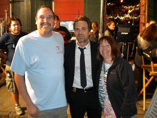 Movie tour guests with Mark Rufallo on the set of 'Now You See Me' filming on Bourbon Street!