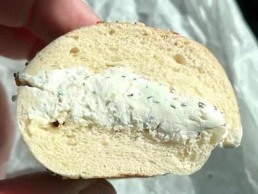 Close up of herbs in the lite herb and garlic cream cheese