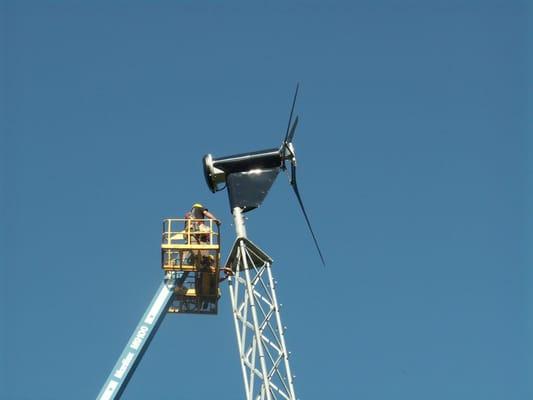 6kW Proven Wind Turbine in the 100' bucket truck