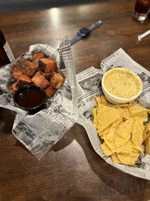 Bacon nuggets and Mexican street corn dip