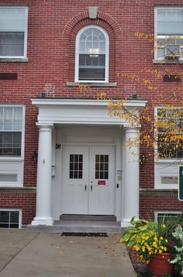 Front doors to preschool. All parents and visitors must be buzzed in.