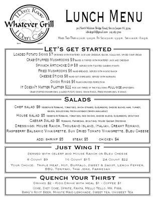 Lunch Menu Page 1