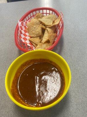 Chips and salsa the chips are so crispy I just got them and I'm almost done with them