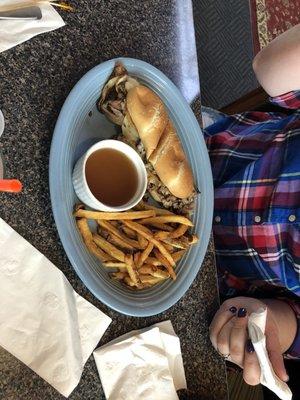 French Dip with sautéed mushrooms and onions. Taste to die for!