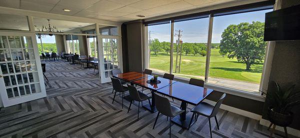 Champs Coffee Shop view of the golf course