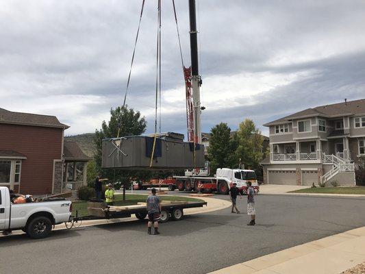 Look at that crane!!!  Swim spa installation