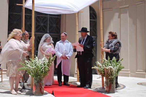 Traditional Jewish ceremony under Bamboo Chuppah.