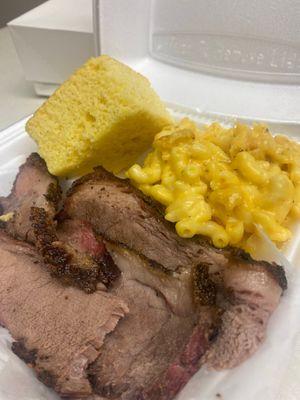 Brisket corn bread mac and cheese