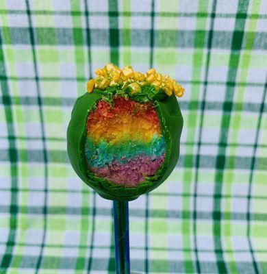 Rainbow filled Pot-o-Gold cake pops for St. Patrick's Day!