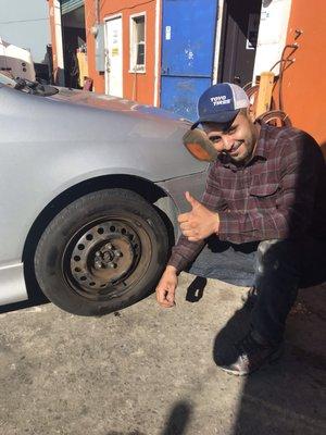 Tire and fixed wheel. Plus the tire mechanic much Thanks happy customer coming back!!!