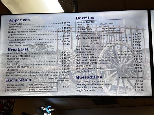 Updated menu