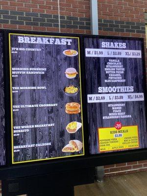 Drive thru menu