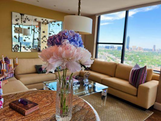 Peonies and hydrangea