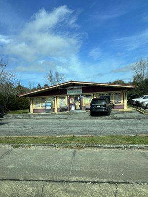 The front of the building