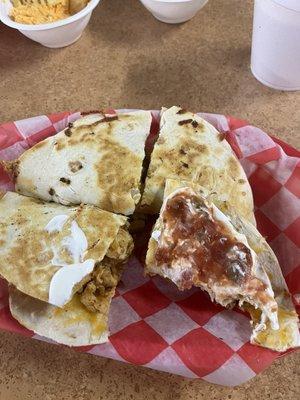 Chicken quesadilla with lots of chicken!