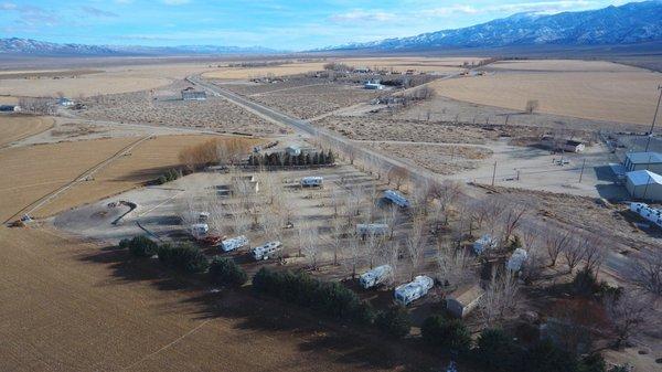 An aerial shot of the RV park. Very clean and accommodating.