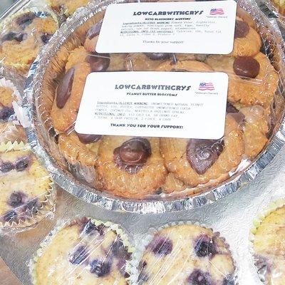 Special order item: Peanut Butter blossoms and blueberry muffins made low carb. Guilt free dessert or after work out snack.