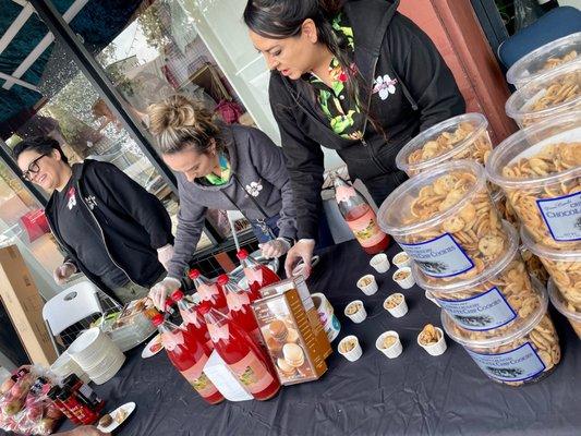 The lovely peeps from Trader Joe's!  Macarons, drink and cheese appetizer