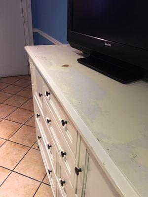 Damaged furniture, dressers, the night stands looked even worse