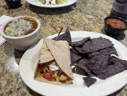 Managers special 1/2 ranchero wrap and Cup Spicy Seafood Gumbo