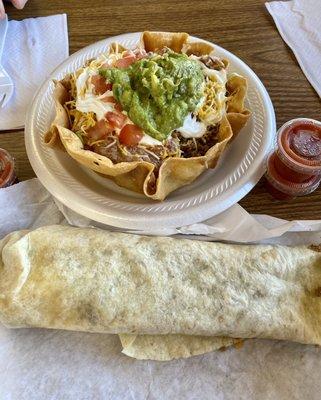 Taco salad supreme and a combo burrito