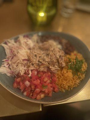 Burrito bowl with added chicken