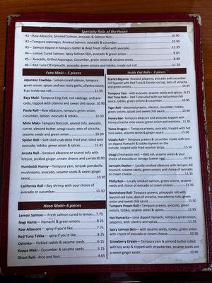 menu / happy hour menu