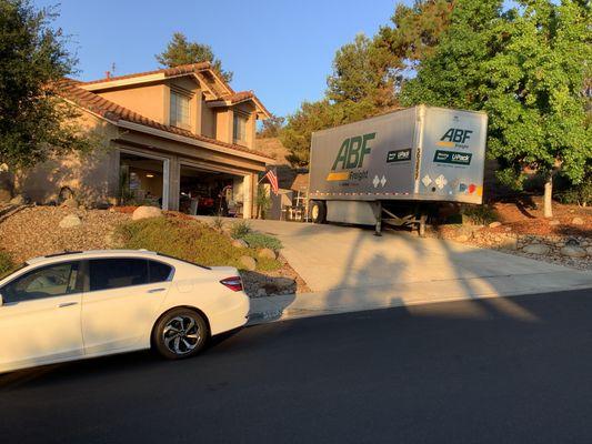 The were able to deliver the trailer close to the garage for easy loading