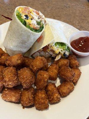 Southwest Chicken Wrap with Tater Tots