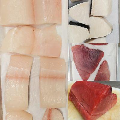 Halibut, Chilean Seabass, and sushi grade Ahi.