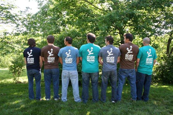 Brothers modeling new shirts with Seven Brothers Moving logos!!