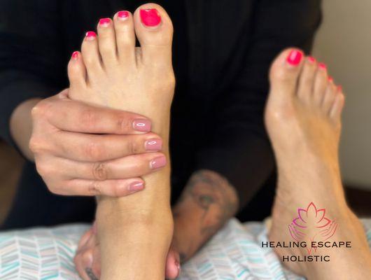 Enjoy the benefits of a relaxing foot therapy.