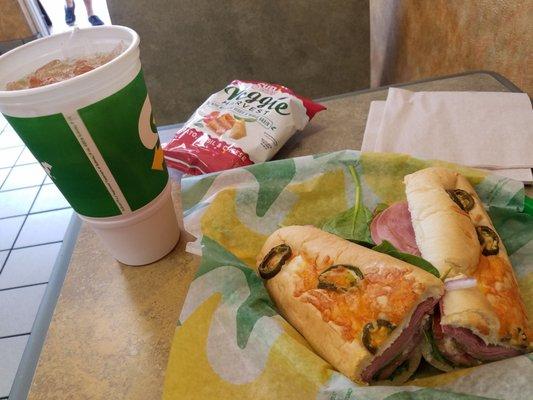 Cold cut combo on spicy Italian cheese bread