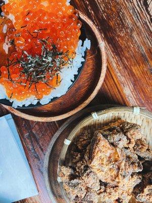 Salmon Roe Mini Donburi and Chicken Karaage Nuggets