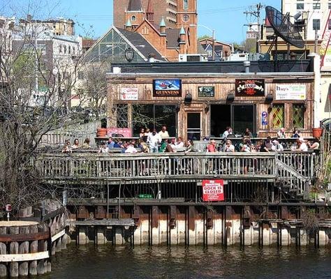 The Harp's deck on the Milwaukee River