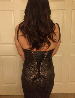 Bettie Page gown with corset back.